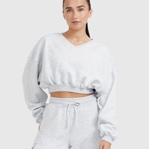 Oner activeAll Day Lightweight Oversized V-Neck Sweatshirt | Light Grey Marl - S